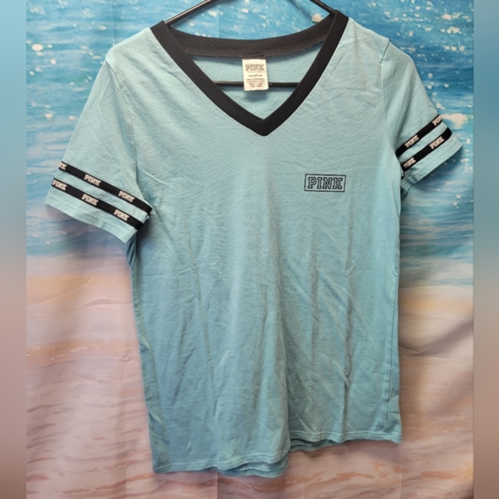 Pink Victoria's Secret Size Small Vneck Aqua Tshirt‎